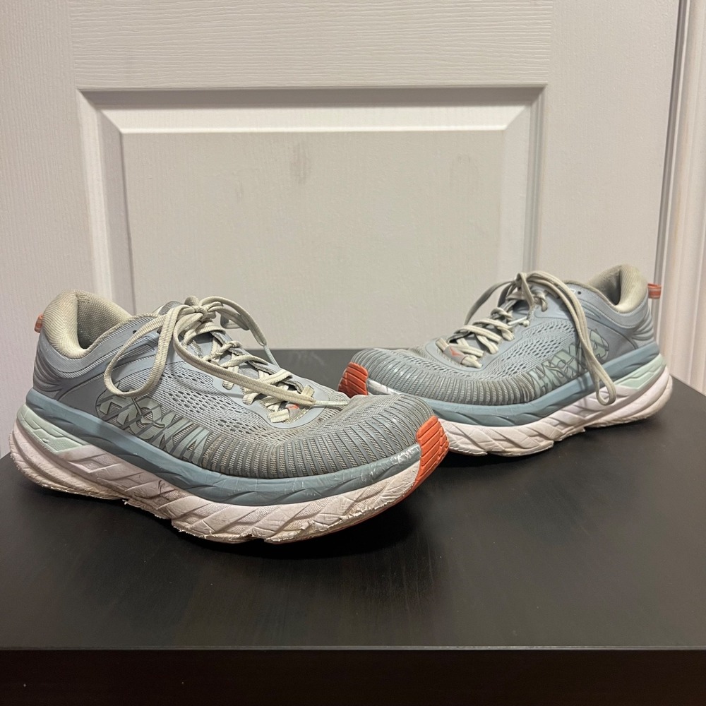 Hoka One One Women's Light Blue and Coral Athletic Shoes
